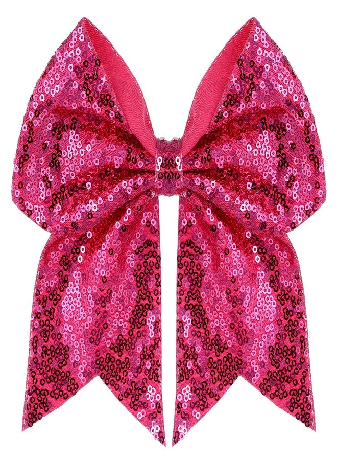 ZOLYCO Large Big 7 Inch Glitter Bow Clip Sequin Bling Party Hair Accessories for Women Teens Girls Kids 1 Pcs (Hot Pink) - Image 1